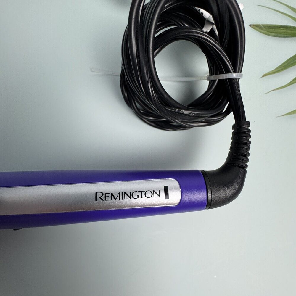 Remington 1 1/4" Ceramic Clipped Curling Iron Wand Relaxed Curls Purple - Picture 3 of 10